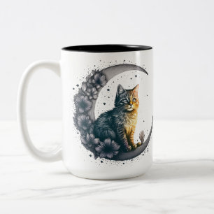 Kattkonst med svartvit konst Två-Tonad mugg