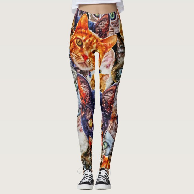 Kattkonst Mönster Leggings (Framsida)