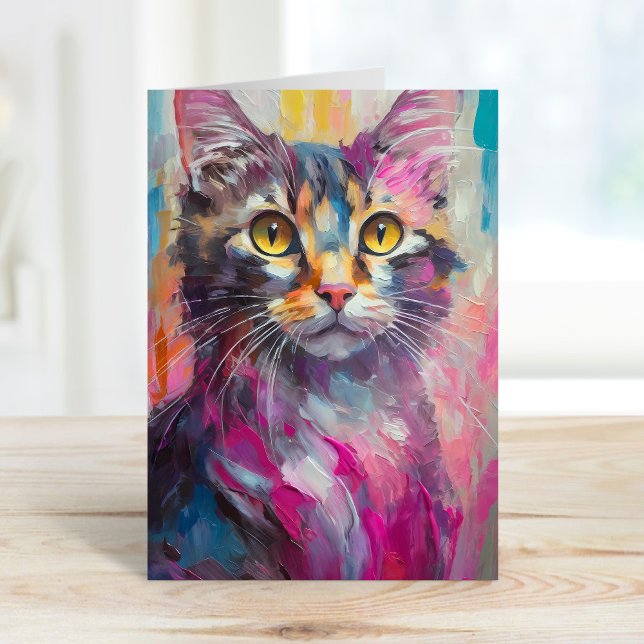 Kattkonst Porträtt Abstrakt Modern konst Kort (Skapare uppladdad)