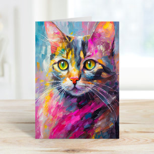 Kattkonst Porträtt Abstrakt Modern konst Kort