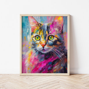 Kattkonst Porträtt Abstrakt Modern konst Poster