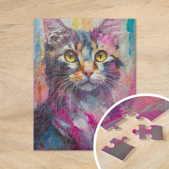 Kattkonst Porträtt Abstrakt Modern konst Pussel (Skapare uppladdad)