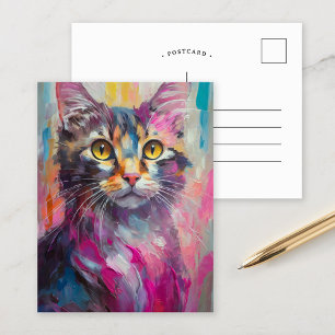 Kattkonst Porträtt Abstrakt Modern konst Vykort