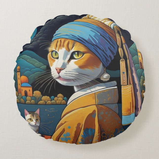 Kattkonst Rund Kudde (Framsidan)