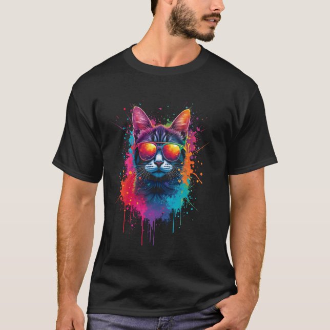 Kattkonst, solglasögon t shirt (Framsida)