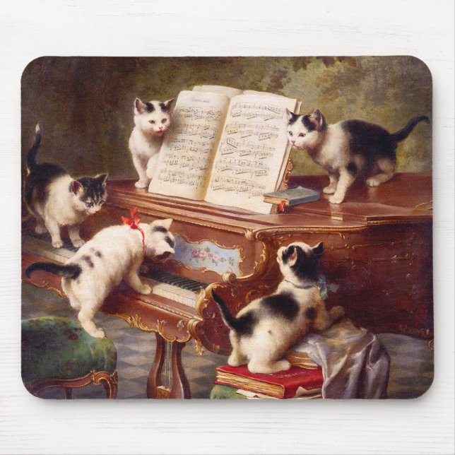 Kattkonst: Vintage konst Skriv ut: Kattens skäl Musmatta (Framsidan)