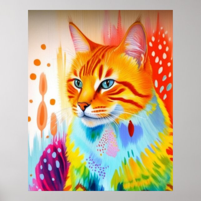 Kattkonstaffisch med livfull design – Djärv och fä Poster (Framsidan)