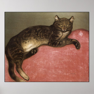 Kattkonstaffisch/tryck: Sträckt katt vid Steinlen Poster