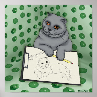 Kattkonstnär. Min mej Poster