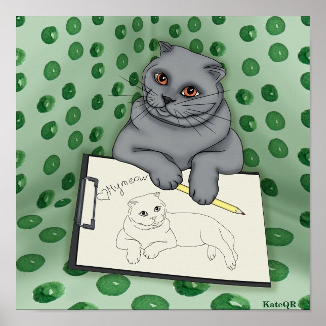 Kattkonstnär. Min mej Poster (Framsidan)