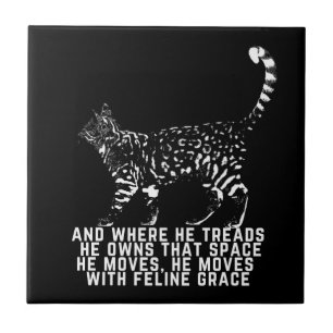 Kattkontur med kattdjur dikt black Two-Tone Kakelplatta