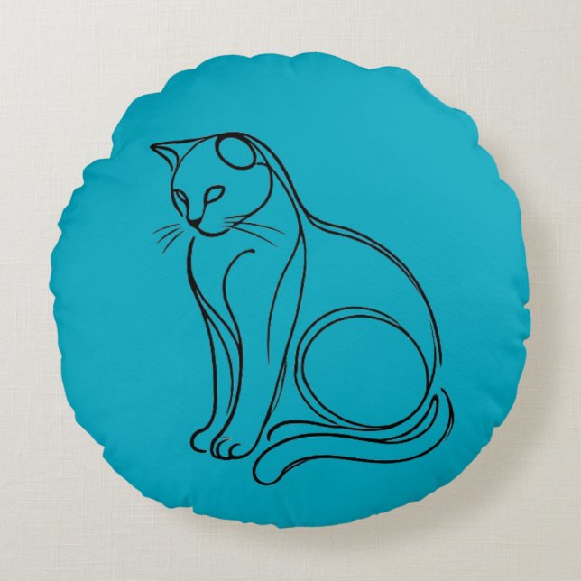 Kattkontur Rund Kudde (Framsidan)