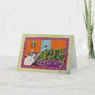 Kattkorgar över Julgran-folkbildkortet Helgkort