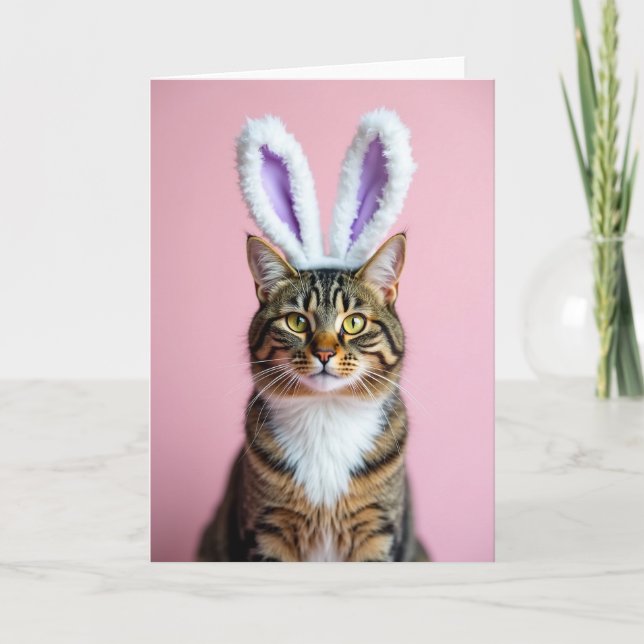 Kattkort med öronfluffar porträttkort kort (Framsida)