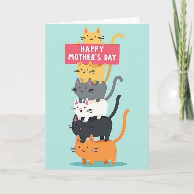 Kattkort med staplade katter kort (Framsida)