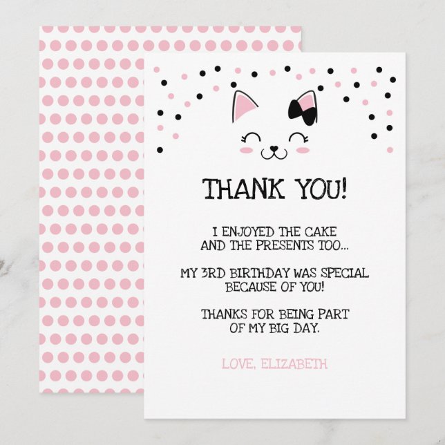 Kattkort Tackkort Inbjudningar (Fram/baksida)