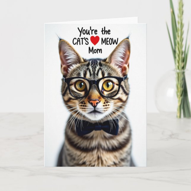 Kattkort till mamma med tabbymönster kort (Framsida)
