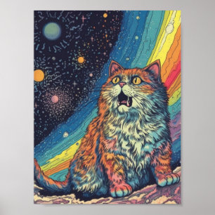 Kattkött i mellanslag med regnbåge poster