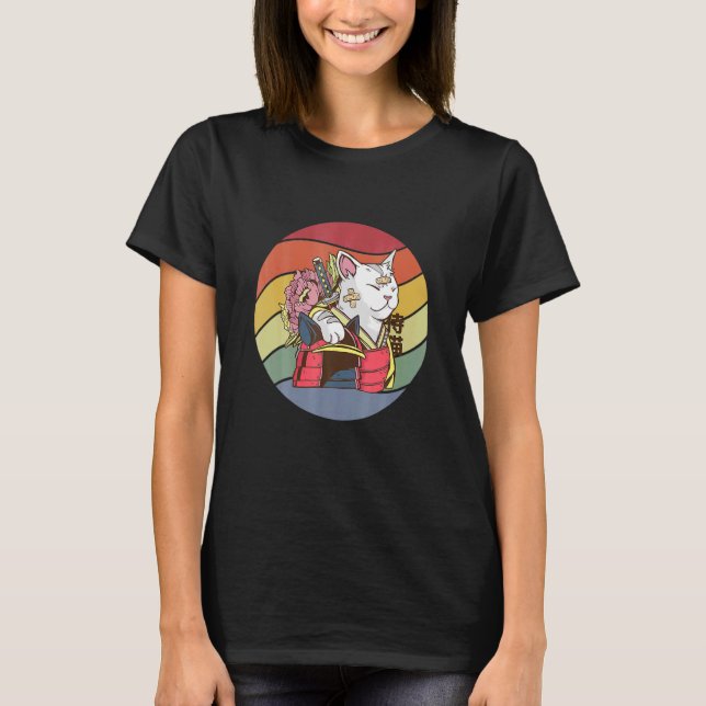 Kattkrigare Samuraj T Shirt (Framsida)