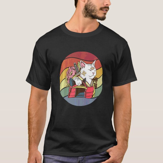 Kattkrigare Samuraj T Shirt (Framsida)