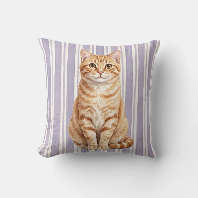 Kattkudde med randig katt kudde (Framsida)