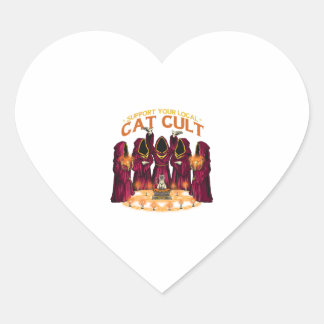 kattkult hjärtformat klistermärke