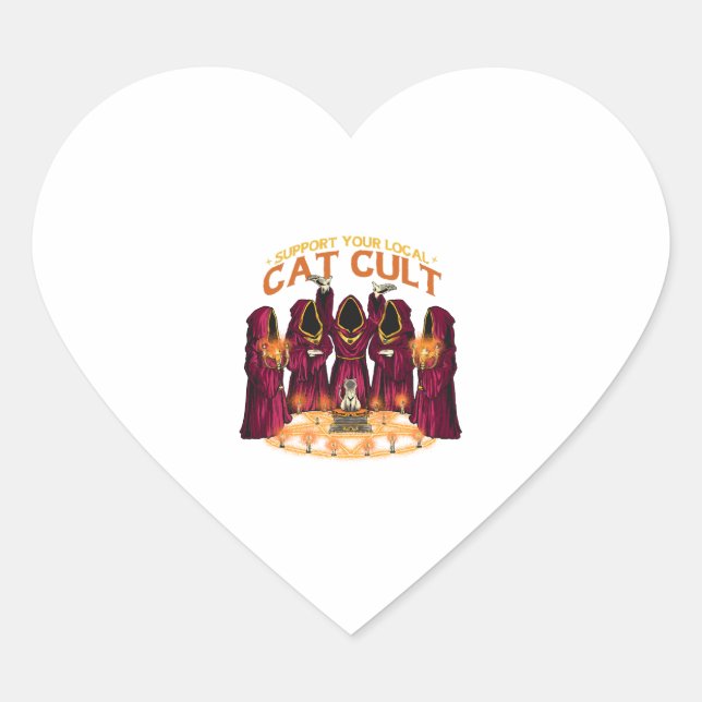 kattkult hjärtformat klistermärke (Framsida)