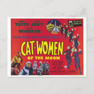 "Kattkvinnor i Måne", klassiskt SF-poster vykort