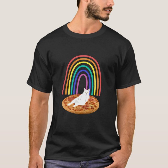 Kattkylning på pizzakarinbåge t shirt (Framsida)