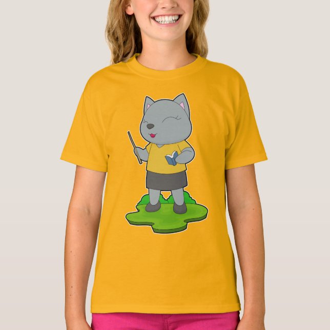Kattlärare bok t shirt (Framsida)