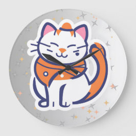 Kattlås med mycket lycklig, vitt och rosa tuxedo stor klocka