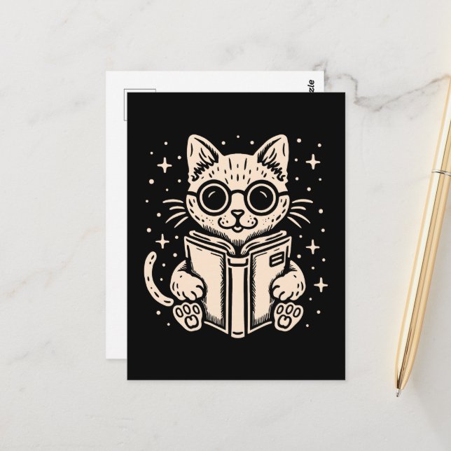 Kattläsning av fantasi bok vykort (Fram/Back In Situ)