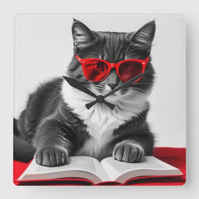 Kattläsning Bok Fyrkantig Klocka (Framsida)