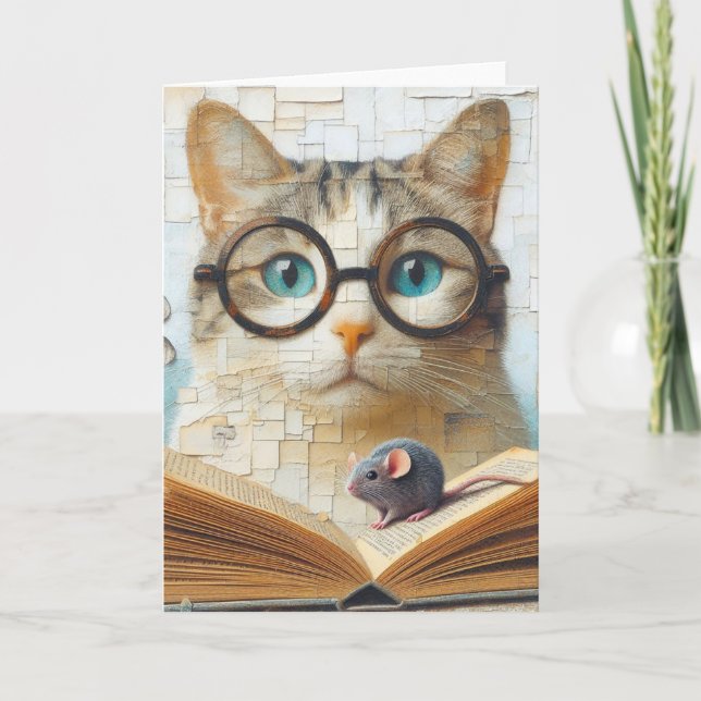 Kattläsning Bok med mus Kort (Framsida)