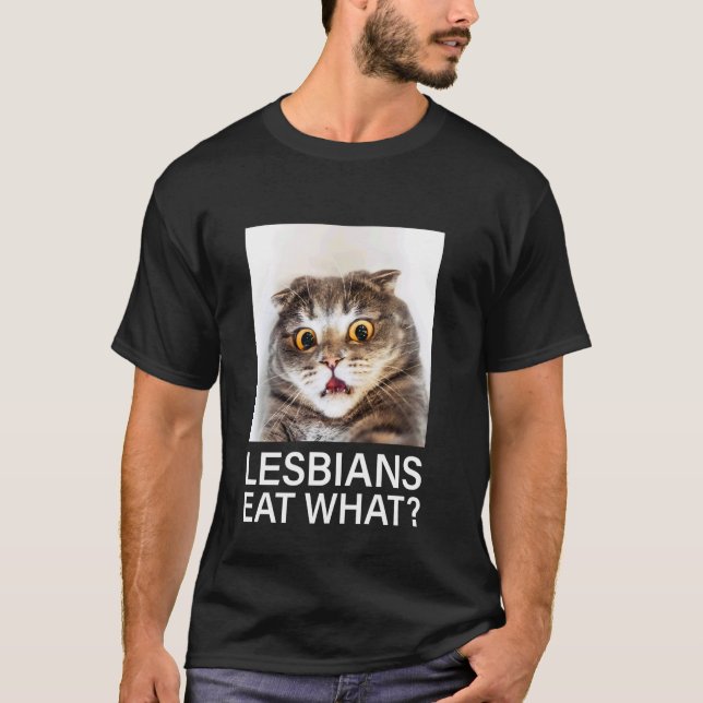 Kattlesbiska Katter Äter Vad T Shirt (Framsida)