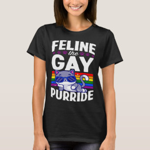 Kattlig Pride HBTQ Regnbåge Gay Katt T Shirt