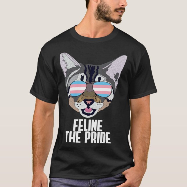 Kattlig Pride Katt Trans Pride T Shirt (Framsida)