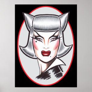 Kattliknande femme fatal poster