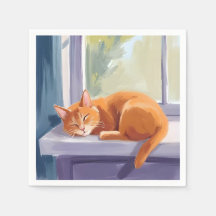 Kattlur | Orange Kattunge Akvarell Husdjur