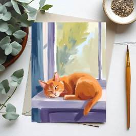 Kattlur | Orange Kattunge Akvarell Husdjur Vykort