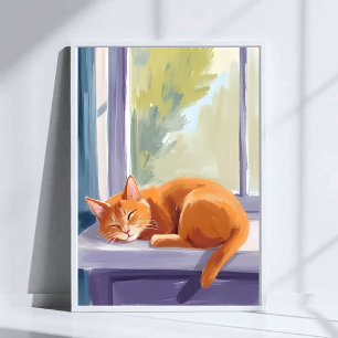 Kattlur Orange Kittens Vattenfärg Husdjur Poster