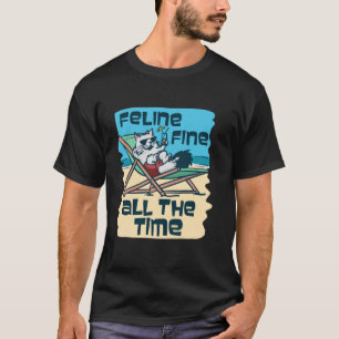 Kattlycka hela tiden Katt Strand Avslappning T Shirt