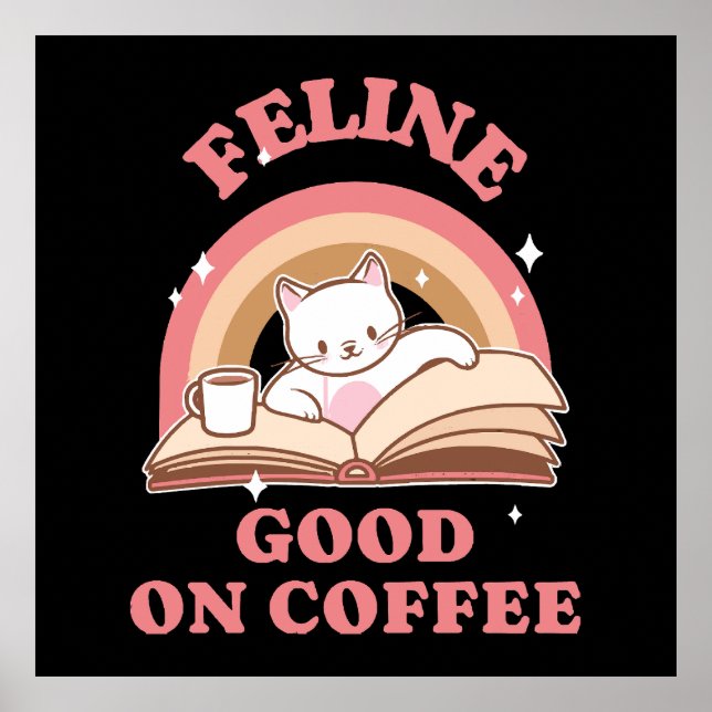 Kattlycka på kaffe poster (Framsidan)