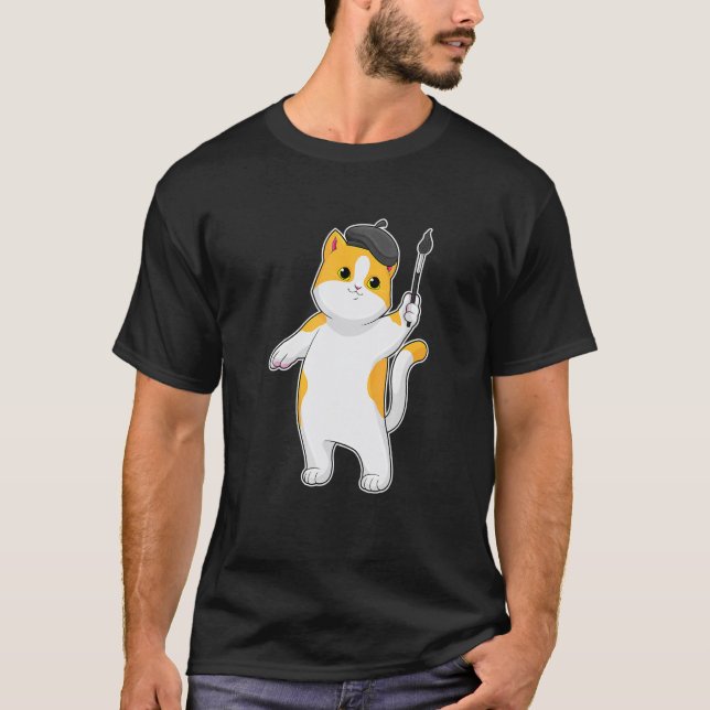 Kattmålare Pensel T Shirt (Framsida)