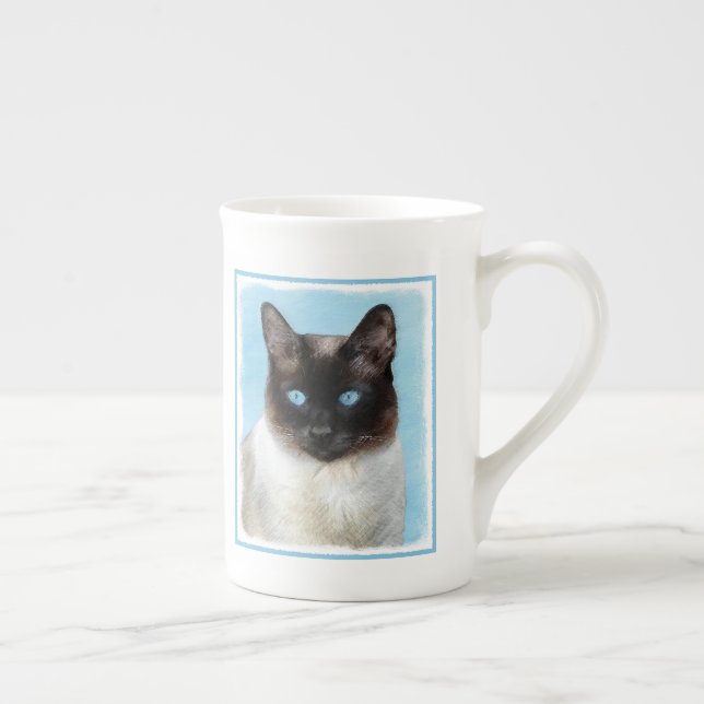 Kattmålning för siamesisk katalog - originalkonst  benporslin mugg (Höger)