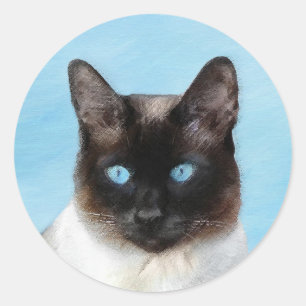 Kattmålning för siamesisk katalog - originalkonst runt klistermärke