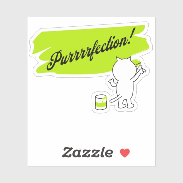 Kattmålning "Purrrefektion!" på väggen. Klistermärken (Ark)