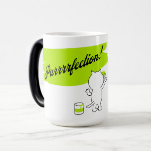 Kattmålning "Purrrefektion!" på väggen. Magisk Mugg