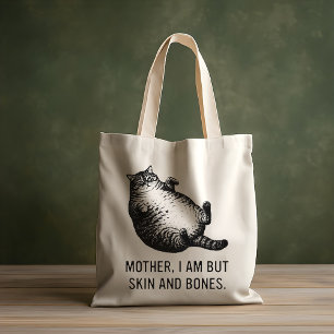 Kattmamma är jag men bara skinn och ben för kattäl tygkasse