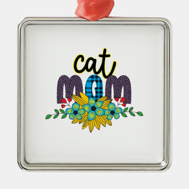 Kattmamma blomma julgransprydnad metall (Framsidan)